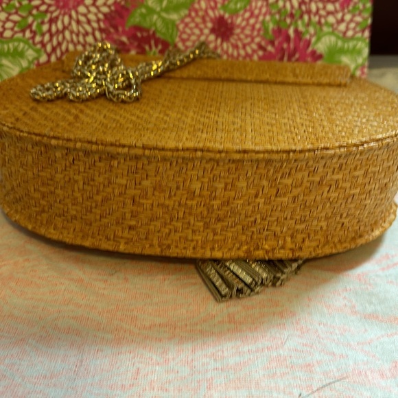 Lilly Pulitzer Sirena Crossbody Bag Raffia Gold Tassel - Picture 6 of 11